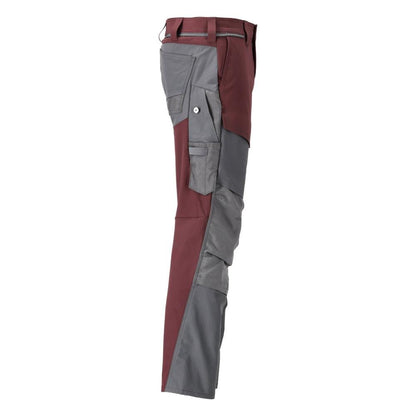 Pantalon avec poches genoux, pantalon ULTIMATE STRETCH, bordeaux/gris anthracite