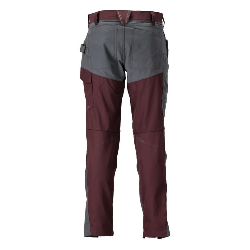 Pantalon avec poches genoux, bordeaux/gris anthracite