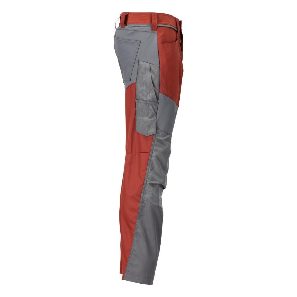 Pantalon avec poches genoux, rouge automne/gris anthracite