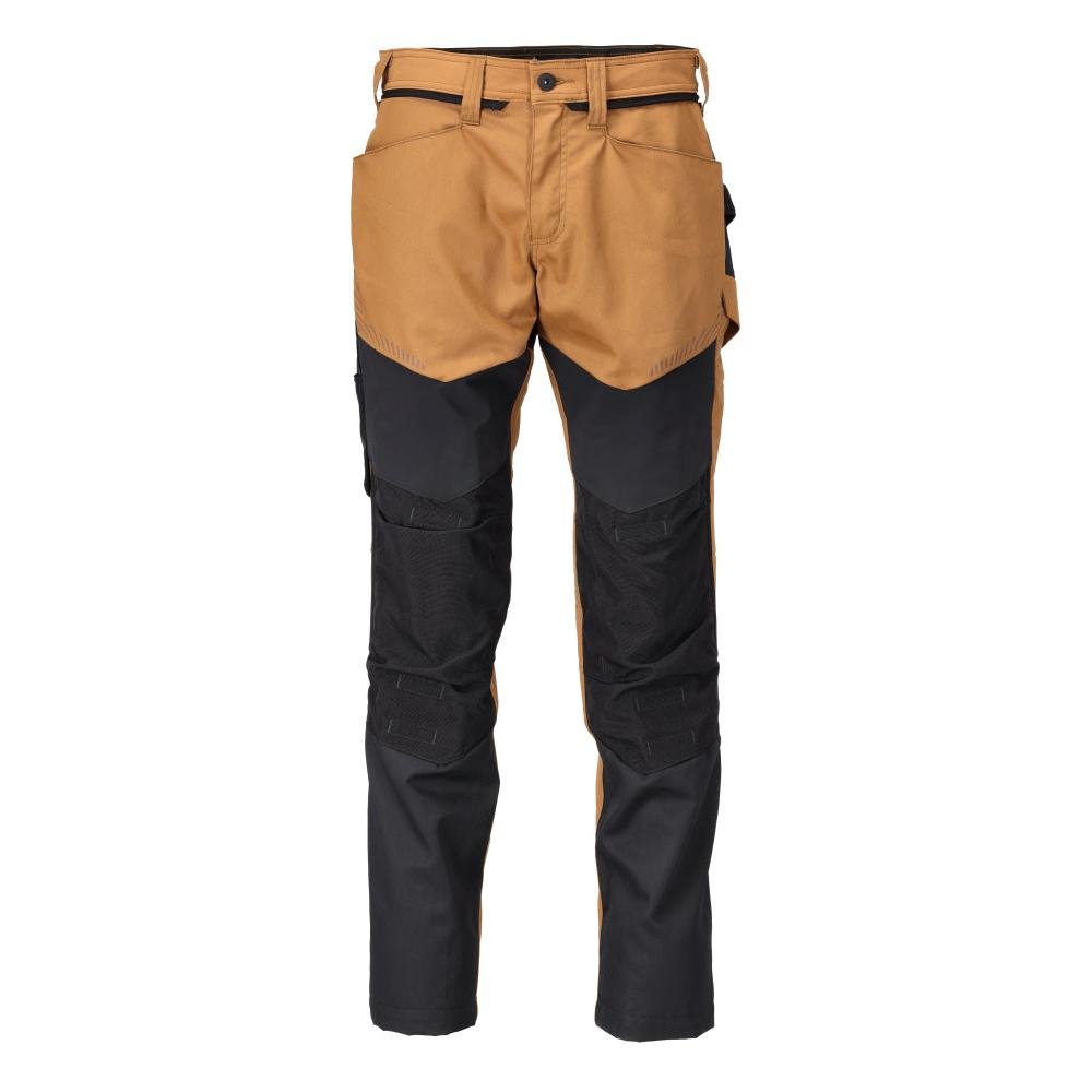 Pantalon avec poches genoux, marron noisette/noir