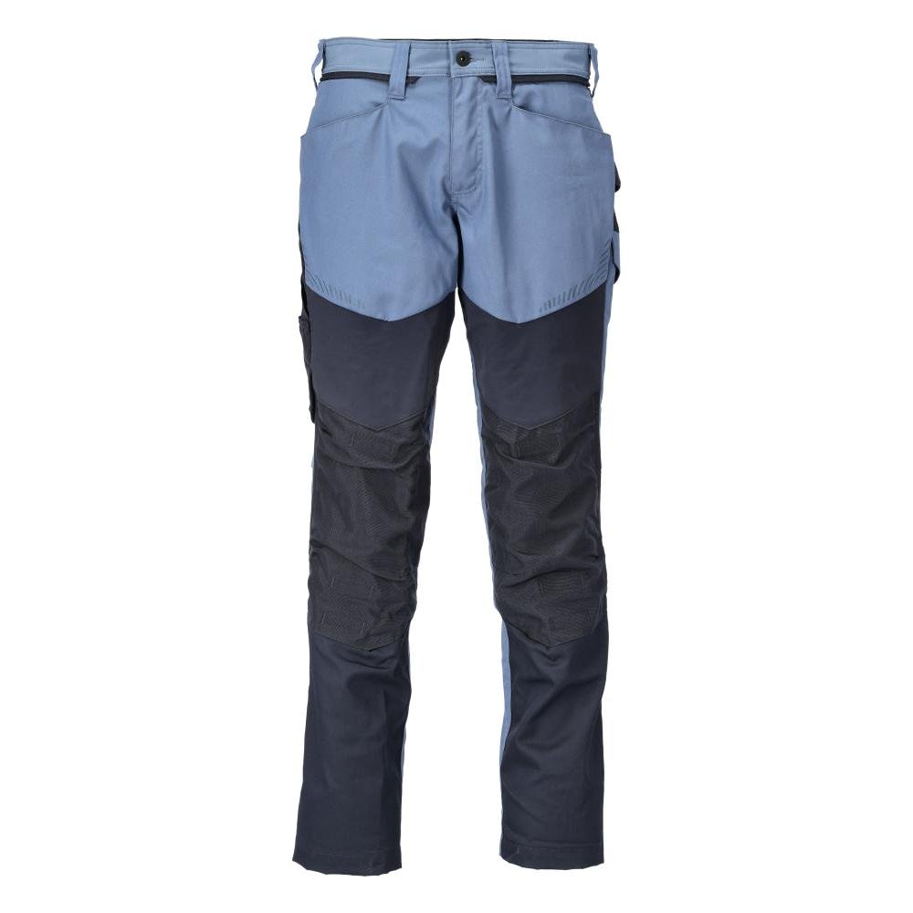 Pantalon avec poches genoux, bleu pierre/noir-bleu