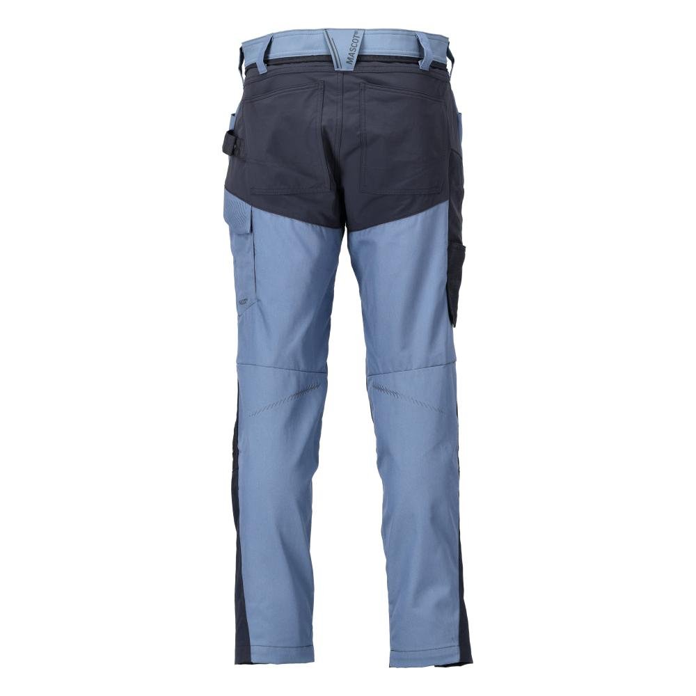 Pantalon avec poches genoux, bleu pierre/noir-bleu