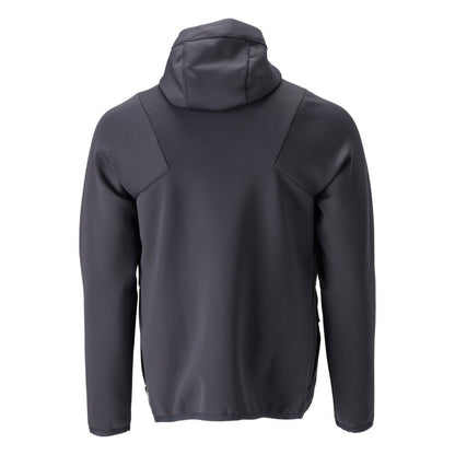 Pull polaire, capuche, veste micropolaire zippée, noir-bleu