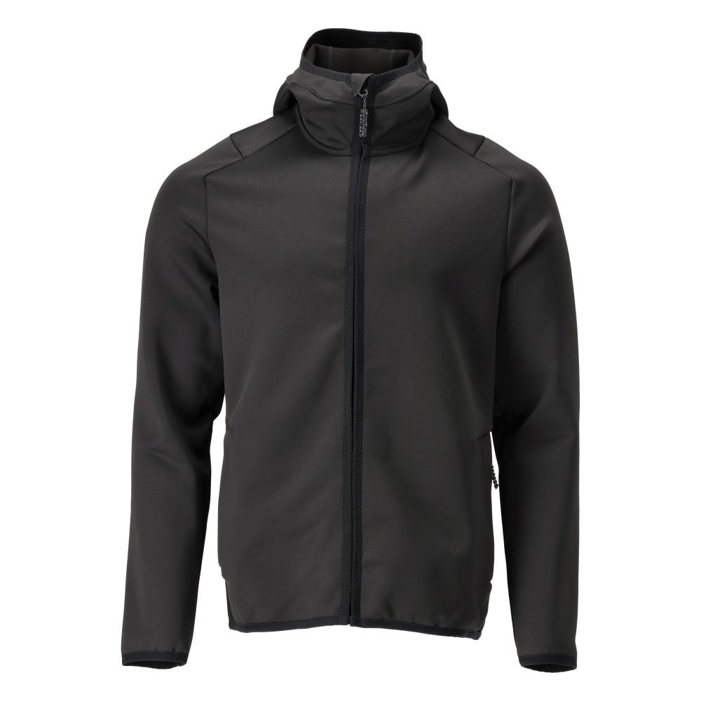 Pull polaire, capuche, veste micropolaire zippée, noir