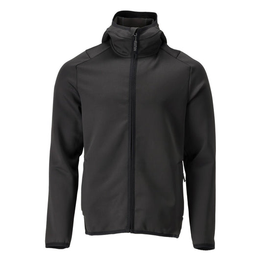 Pull polaire, capuche, veste micropolaire zippée, noir
