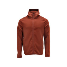 Pull polaire, capuche, veste micropolaire zippée, rouge automne