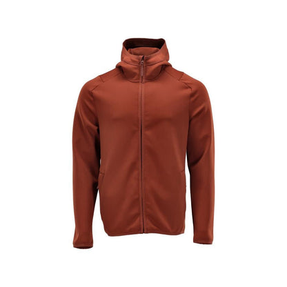Pull polaire, capuche, veste micropolaire zippée, rouge automne