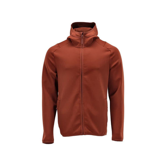 Pull polaire, capuche, veste micropolaire zippée, rouge automne