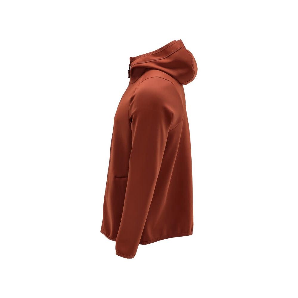 Pull polaire, capuche, veste micropolaire zippée, rouge automne