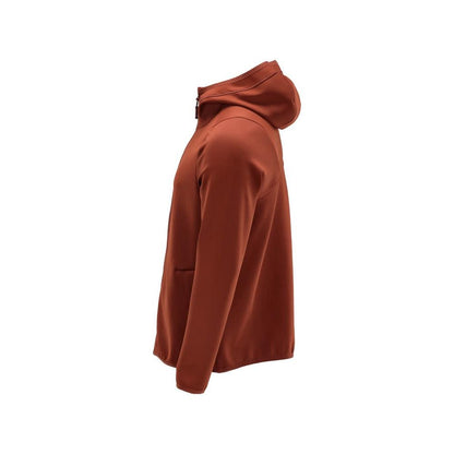 Pull polaire, capuche, veste micropolaire zippée, rouge automne