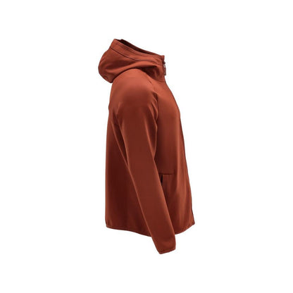 Pull polaire, capuche, veste micropolaire zippée, rouge automne