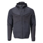 Pull polaire, capuche, veste micropolaire zippée, noir-bleu