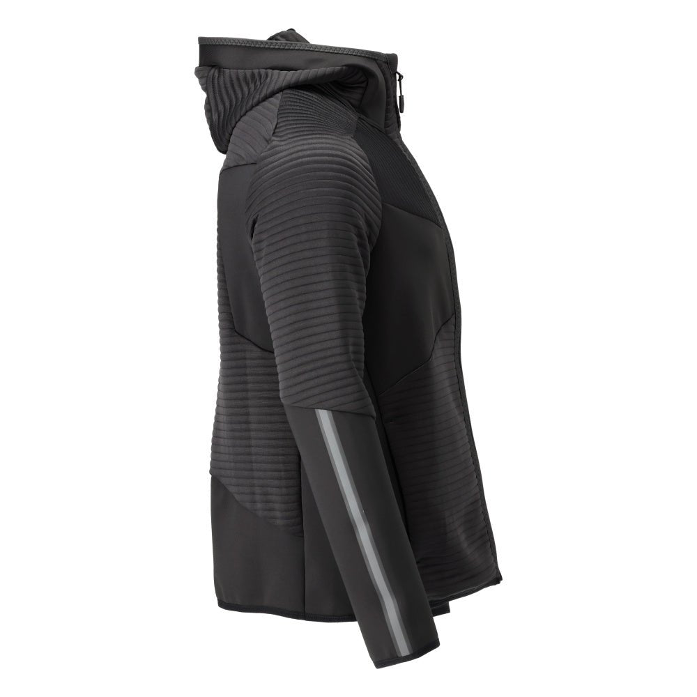 Pull polaire, capuche, veste micropolaire zippée, noir