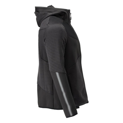 Pull polaire, capuche, veste micropolaire zippée, noir