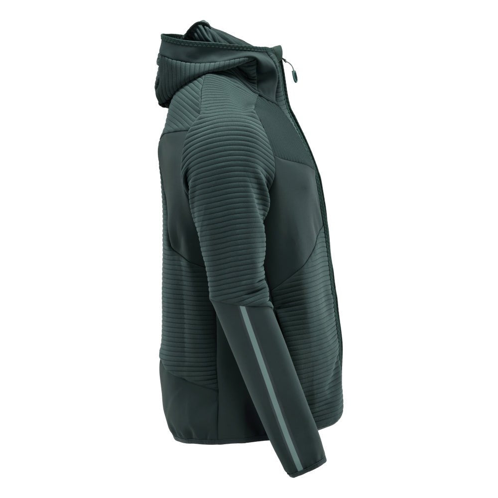 Pull polaire, capuche, veste micropolaire zippée, vert forêt
