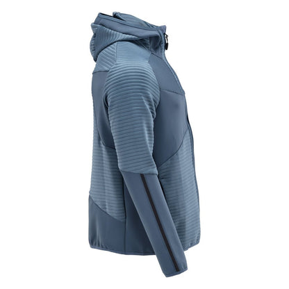 Pull polaire, capuche, veste micropolaire zippée, bleu pierre