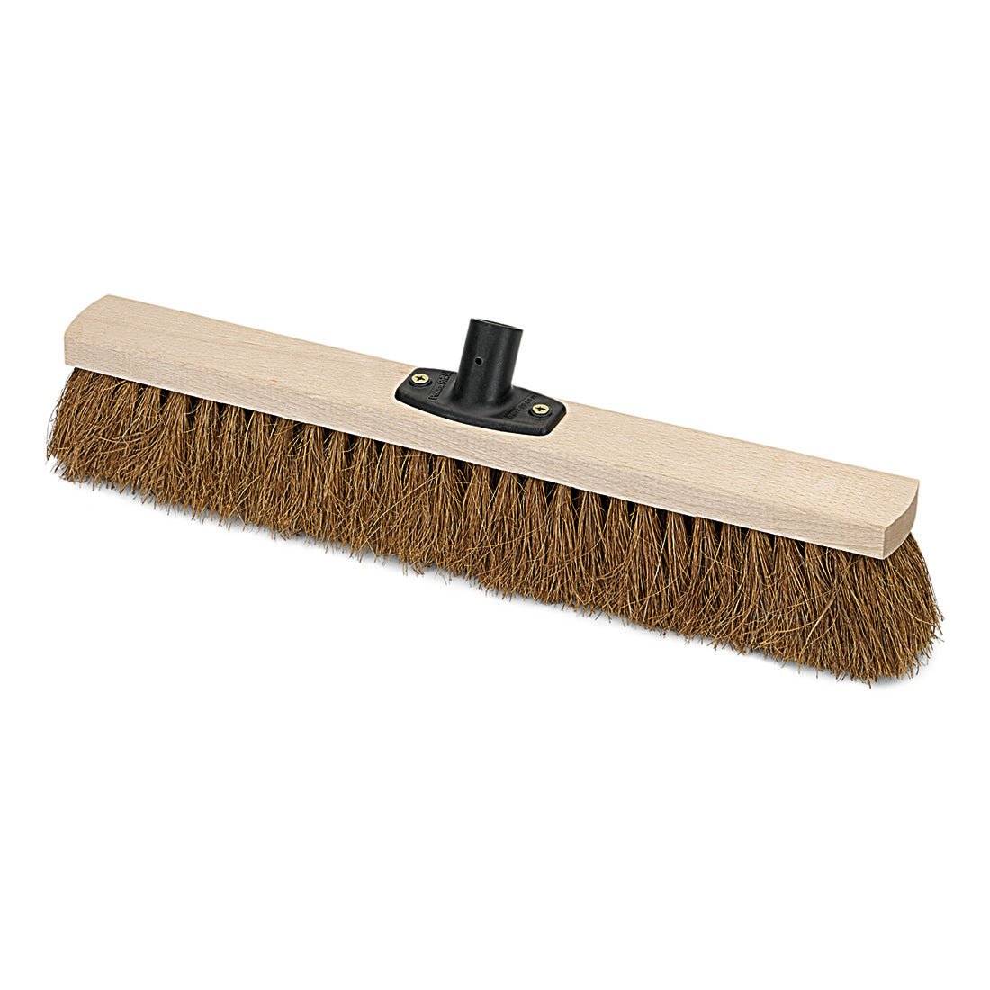 Le balai de salle Nölle Profi Brush Power Stick en noix de coco naturelle de Nölle Profi Brush Bürsten- & Pinseltechnik e.K. dispose de poils rigides en noix de coco brune, d'un support en bois et d'un raccord en plastique noir - parfait pour le nettoyage écologique.