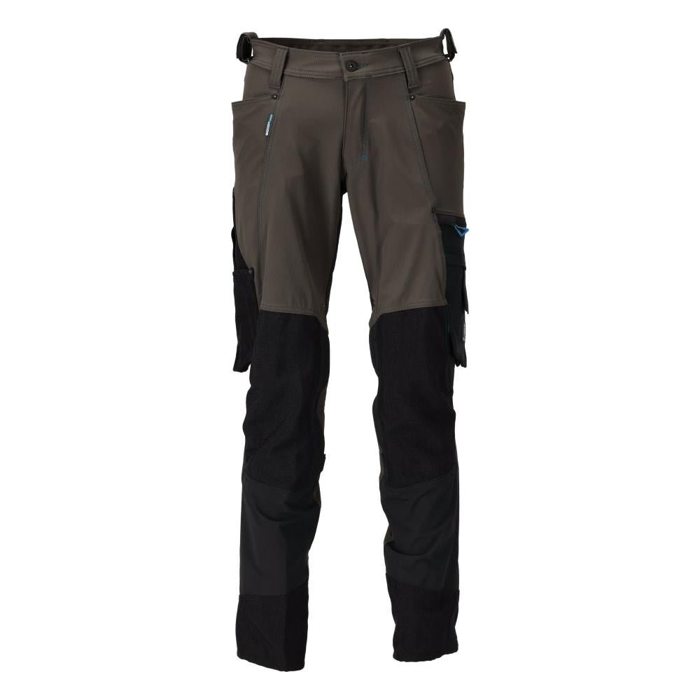 Pantalon avec poches genoux, stretch, pantalon clair, anthracite foncé/noir