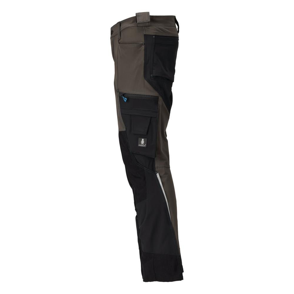 Pantalon avec poches genoux, stretch, pantalon clair, anthracite foncé/noir