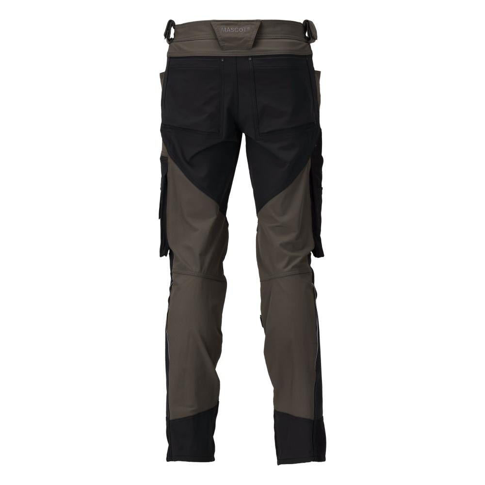 Pantalon avec poches genoux, stretch, pantalon clair, anthracite foncé/noir