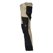 Pantalon avec poches genoux, stretch, pantalon léger, kaki clair/noir