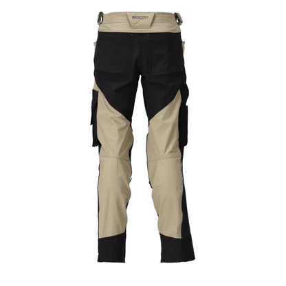 Pantalon avec poches genoux, stretch, pantalon léger, kaki clair/noir