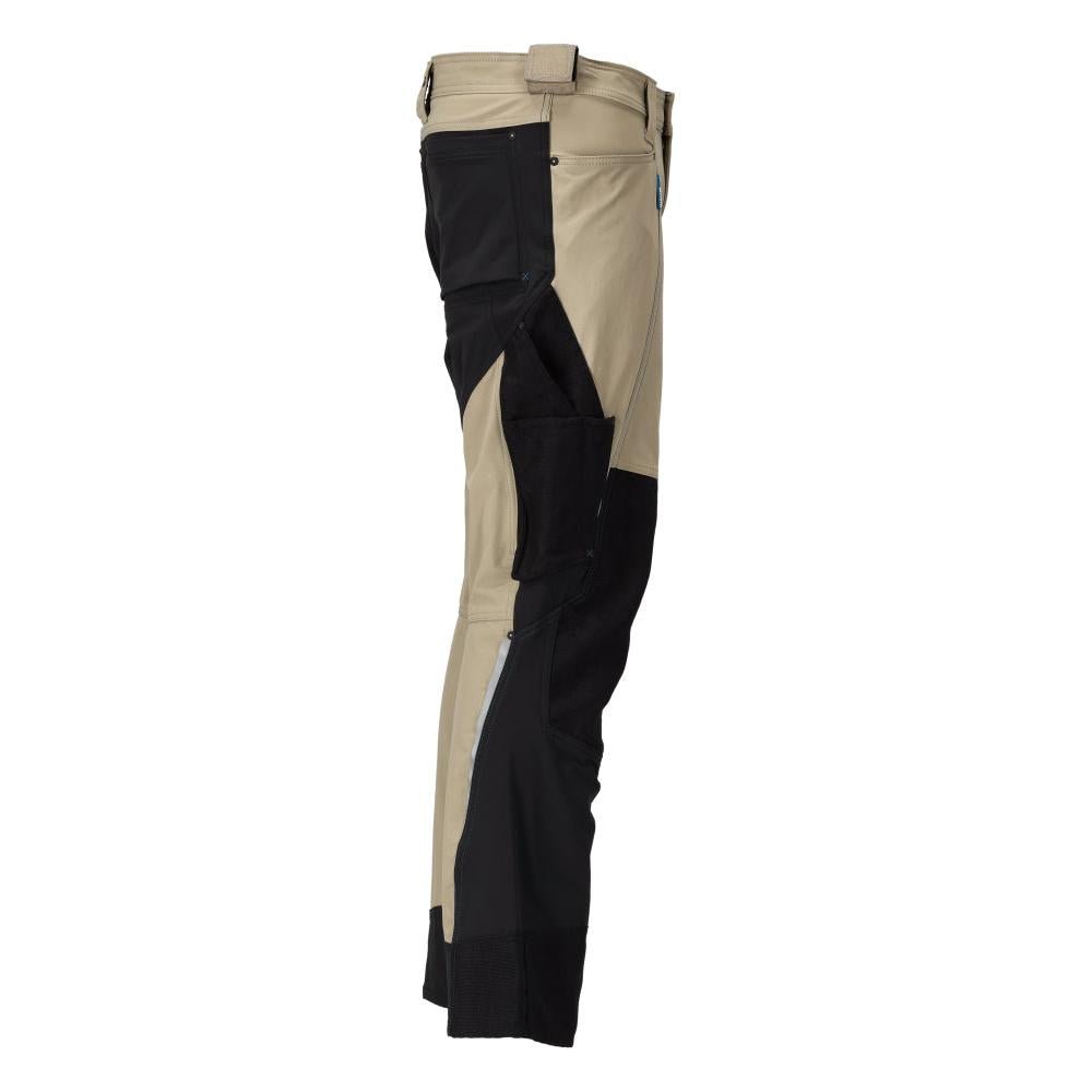 Pantalon avec poches genoux, stretch, pantalon léger, kaki clair/noir