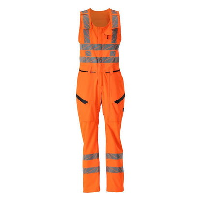 Pantalon combiné avec poches sur les cuisses, pantalon combiné stretch, orange haute visibilité