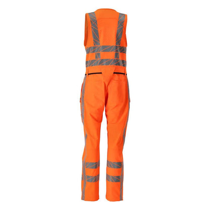 Pantalon combiné avec poches sur les cuisses, pantalon combiné stretch, orange haute visibilité
