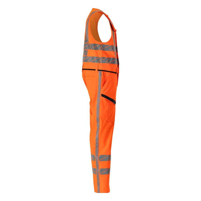 Pantalon combiné avec poches sur les cuisses, pantalon combiné stretch, orange haute visibilité