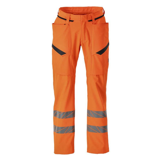 Pantalon avec poches sur les cuisses, pantalon stretch, orange haute visibilité