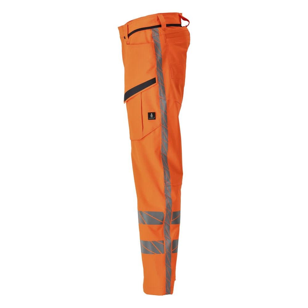 Pantalon avec poches sur les cuisses, pantalon stretch, orange haute visibilité