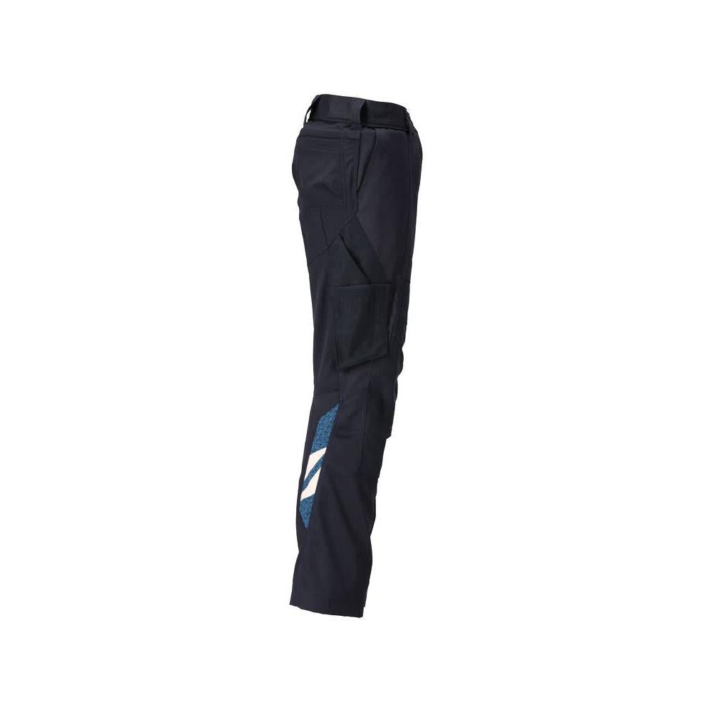 Pantalon avec poches genoux, pantalon femme, noir-bleu