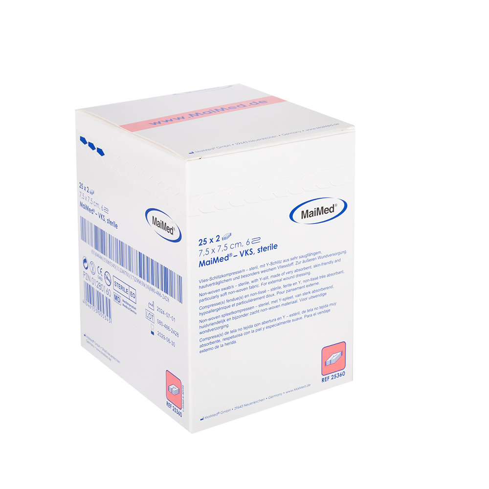 Compresses fendues en polaire stérile MaiMed-VKS, 25x2 pièces/boîte