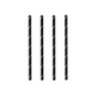 Quatre PAPSTAR pailles à cocktail 7 mm, noir/blanc "Stripes", 15 cm (250 pièces) de la société PAPSTAR GmbH sont disposées verticalement sur un fond blanc, mettant en valeur ces pailles en papier élégantes et respectueuses de l'environnement.