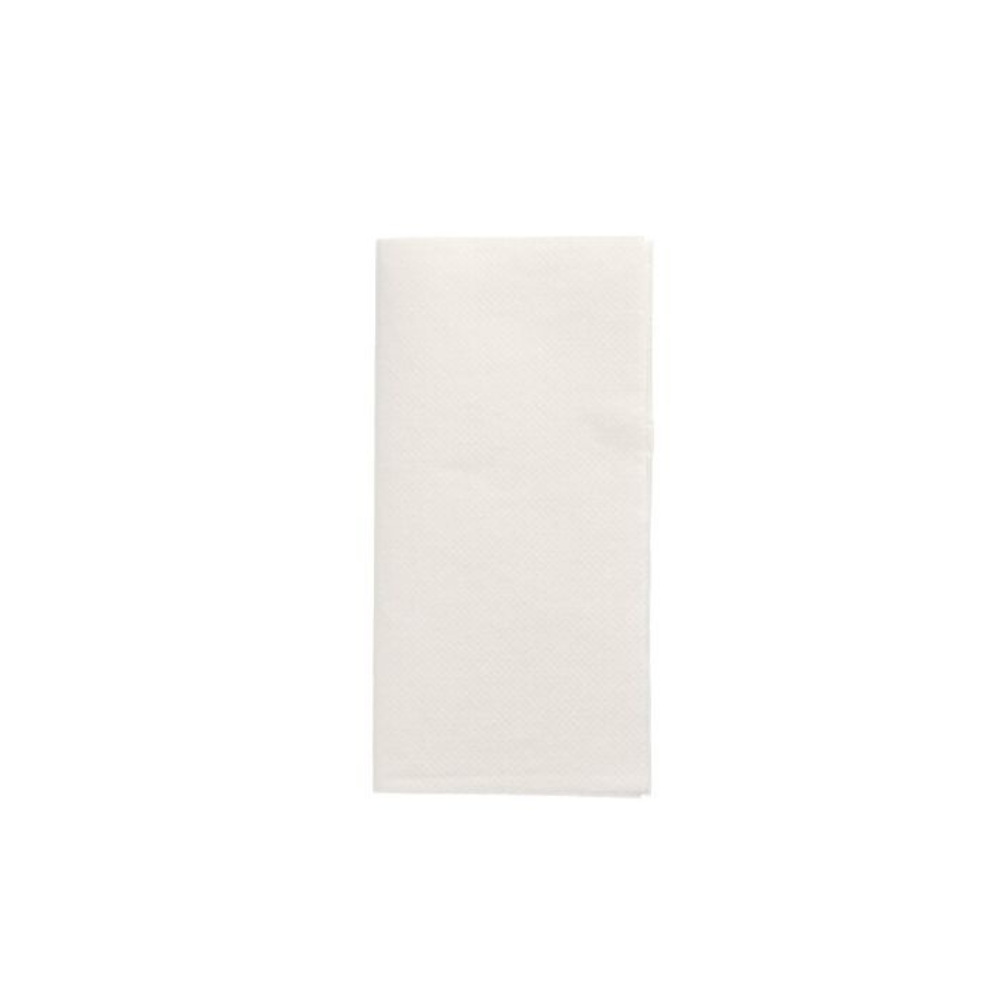 Une serviette blanche PAPSTAR, pliée individuellement, 'DAILY Collection' 1/8-Pli mesurant 32 cm x 32 cm, présentée sur un fond blanc uni, ajoute une touche de confort durable et d'élégance à votre décoration de table.