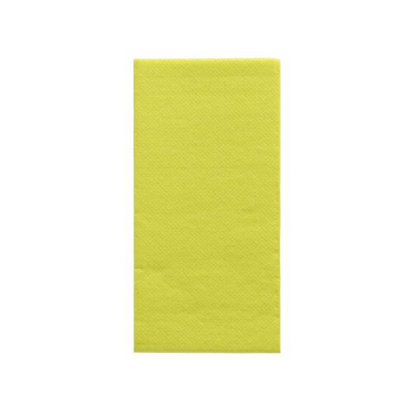 Une feuille de papier jaune rectangulaire, rappelant les élégantes serviettes PAPSTAR 'DAILY Collection' avec pli 1/8 au format 32 cm x 32 cm de la société PAPSTAR, est placée au centre d'un fond blanc uni et confère à toute décoration de table une touche de confort durable.