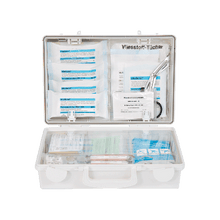 Trousse de premiers secours SN-CD blanche avec contenu standard conforme à la norme DIN 13157