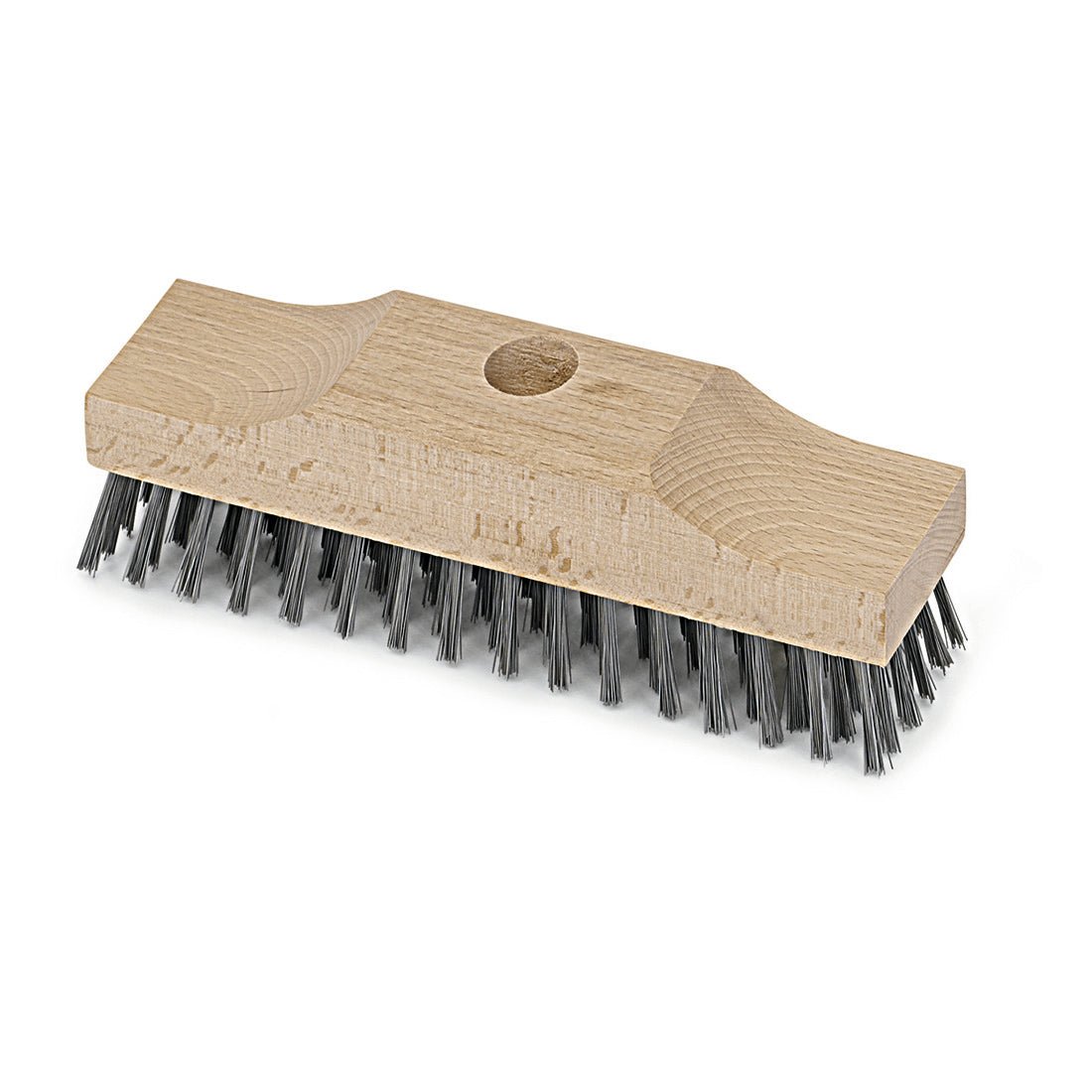 La brosse professionnelle Nölle en fil d'acier de 22 cm dispose de poils métalliques rigides et densément emballés et d'un trou central pour la fixation du manche - parfait pour le nettoyage efficace des surfaces dures. Par Nölle Profi Brush Techniques de brosses et pinceaux e.K.