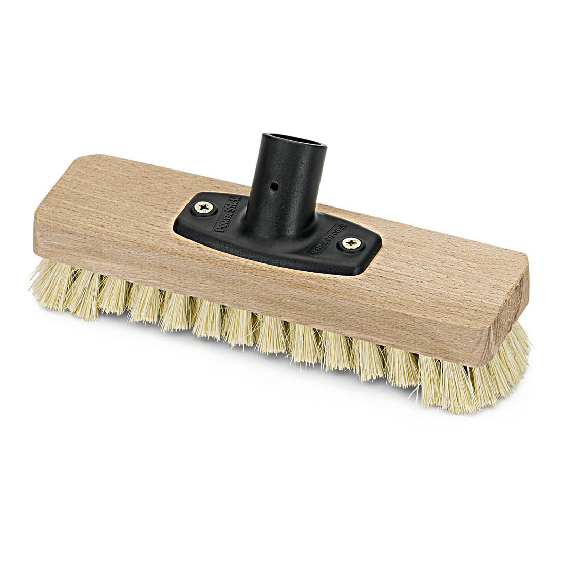 Le Nölle Profi Brush Power Stick Schrubber (23 cm, Thermo-PET, résistant à la chaleur) de Nölle Profi Brush Bürsten- & Pinseltechnik e.K. dispose de poils rigides, d'un pied en bois et d'un embout en plastique noir.