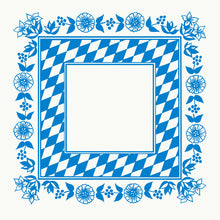 La nappe Dunicel 84x84 cm de Duni GmbH présente un motif losange bavarois bleu et blanc avec des accents floraux bleus sur le bord, idéale pour l'Oktoberfest, et est livrée en paquet de 100. Le centre est vierge pour un usage festif polyvalent.