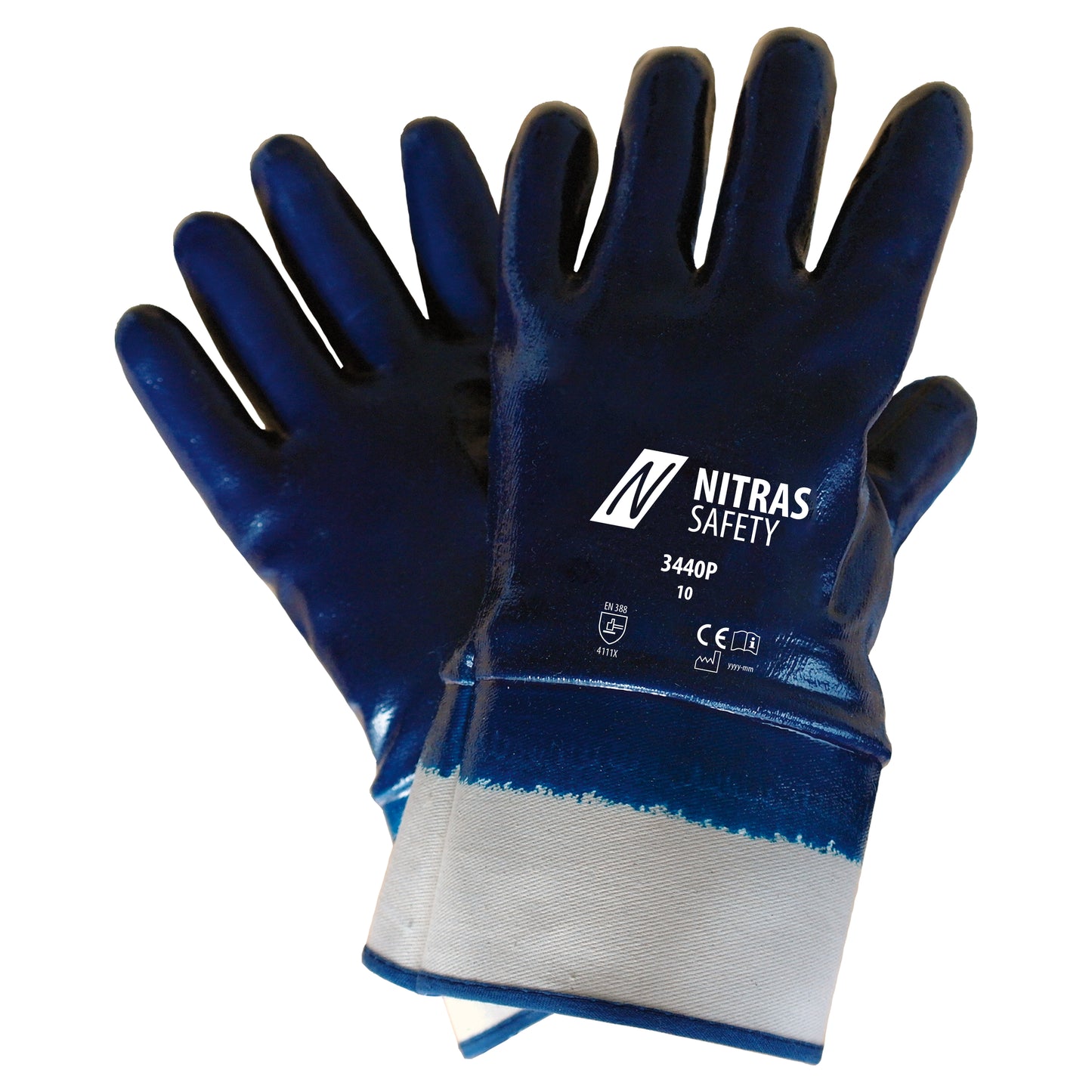 Gants nitrile NITRAS, blanc/bleu