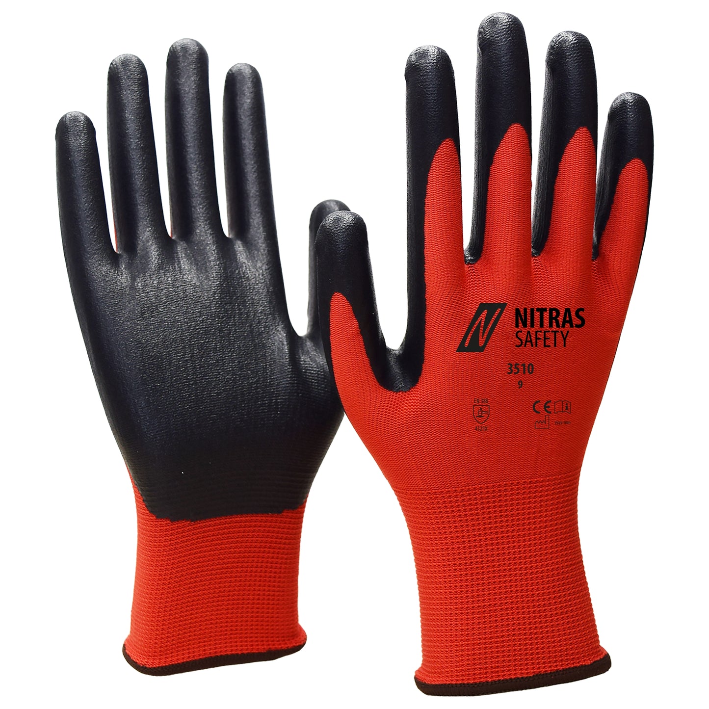 Gants en nylon NITRAS, rouge/noir