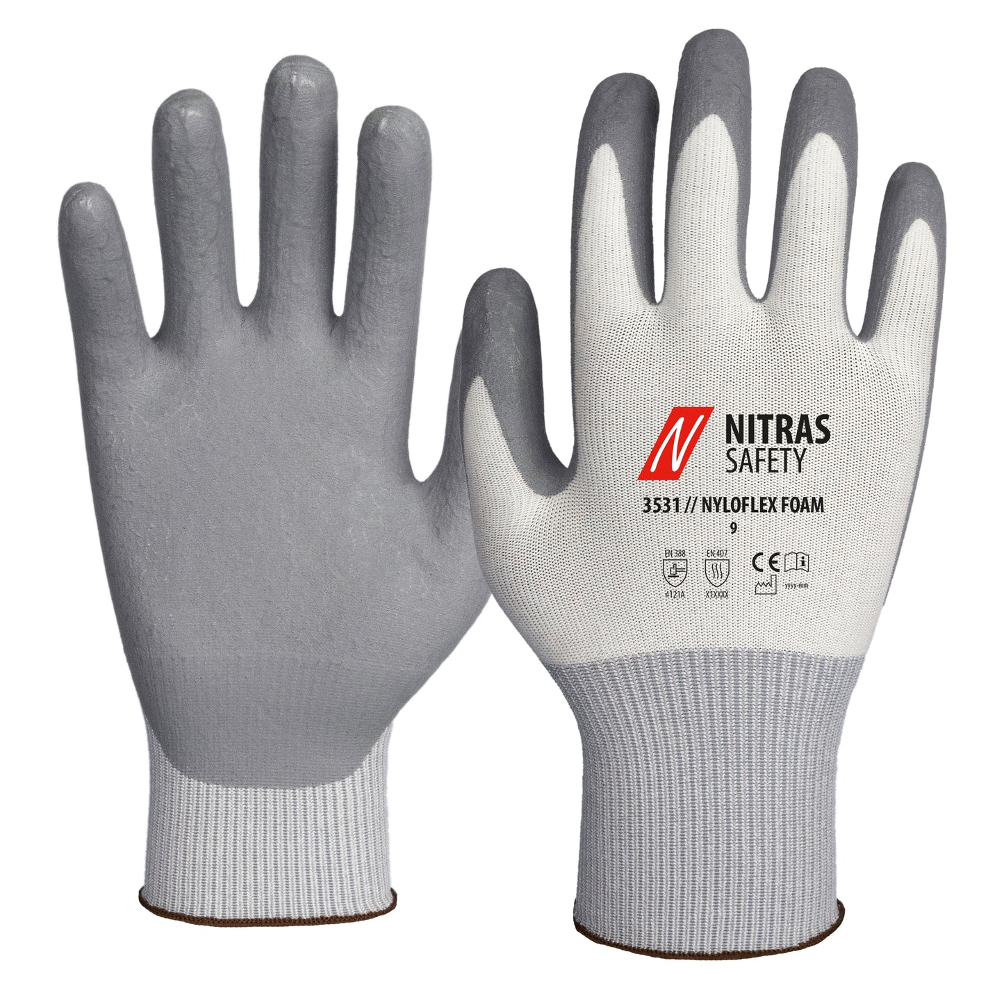 NITRAS NYLOFLEX FOAM, gants de montage, blanc/gris