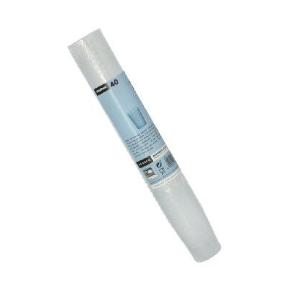 Un emballage cylindrique contenant des verres à schnaps réutilisables Starpak, muni d'une étiquette avec du texte et des illustrations, y compris un dessin de tasse bleue. Il est positionné verticalement sur un fond blanc simple. L'emballage contient 40 gobelets incassables satinés de 4 cl en PP.