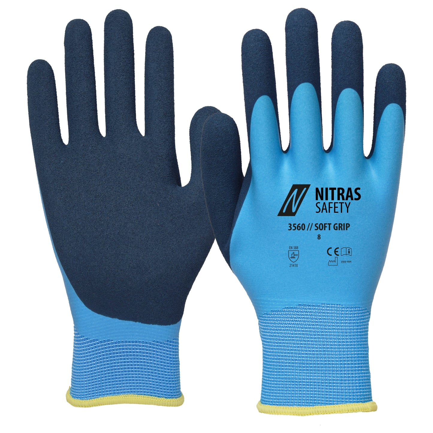 NITRAS SOFT GRIP, gants de montage, bleu clair / bleu foncé