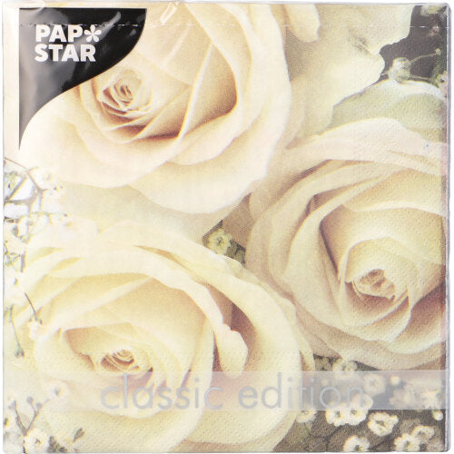 Un paquet de serviettes PAPSTAR GmbH 20, 33x33 cm, 3 plis, 1/4 pliage, de la collection Design Set 2.