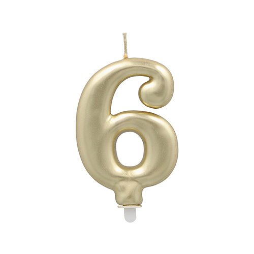 La bougie numérique PAPSTAR GmbH avec support 7 cm "or" est une bougie numérique dorée avec une mèche blanche et une base, parfaite pour tout gâteau d'anniversaire.