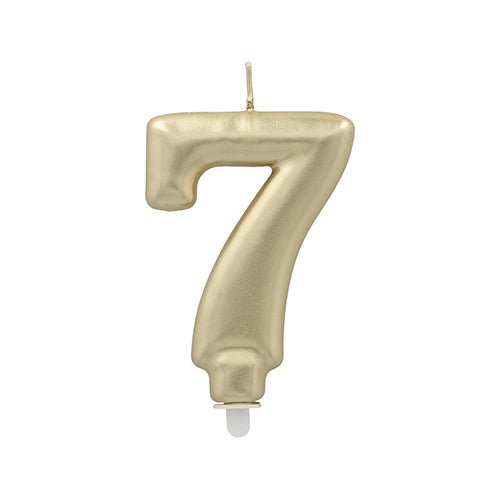 La bougie numérique PAPSTAR GmbH avec support 7 cm "or" est une bougie numérique dorée avec une mèche pointue et un pied blanc pour une insertion facile.