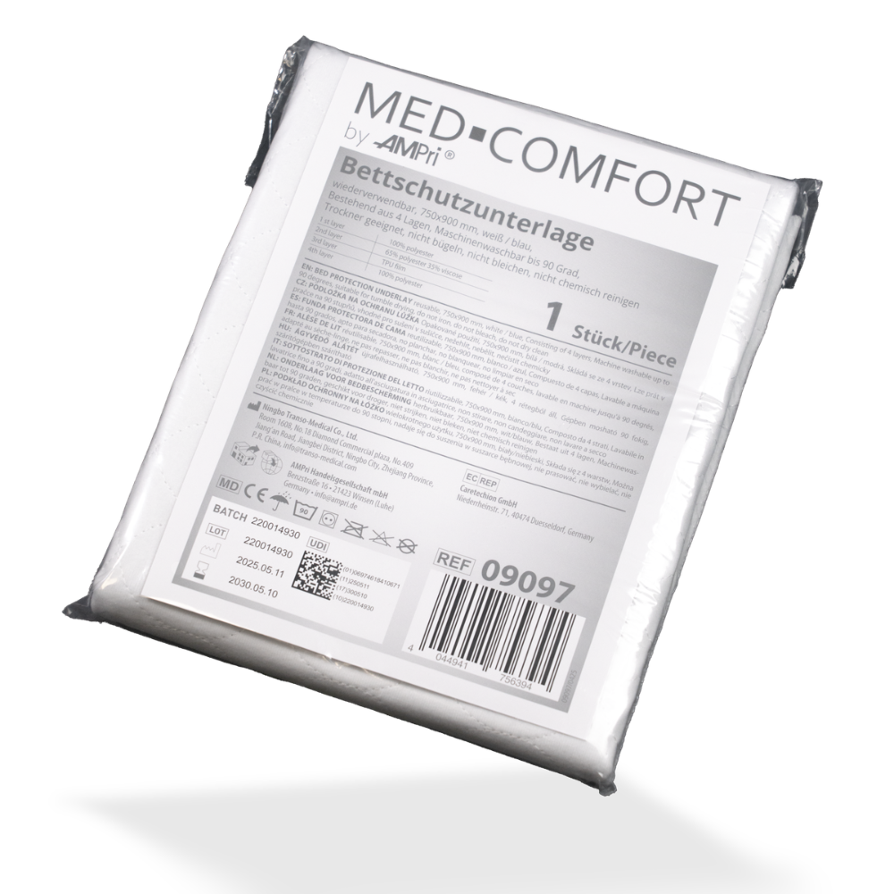 AMPri MED-COMFORT protège-lit lavable 75 x 90 cm, bleu/blanc | Paquet (1 pièce)